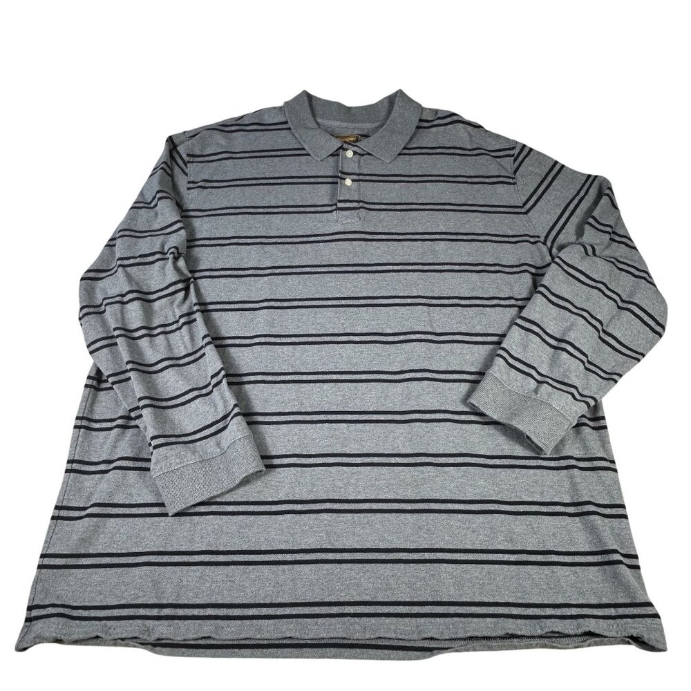 Foundry Supply Co Shirt Long Sleeve Gray Black Stripes Men's 2XLT Cotton Comfort